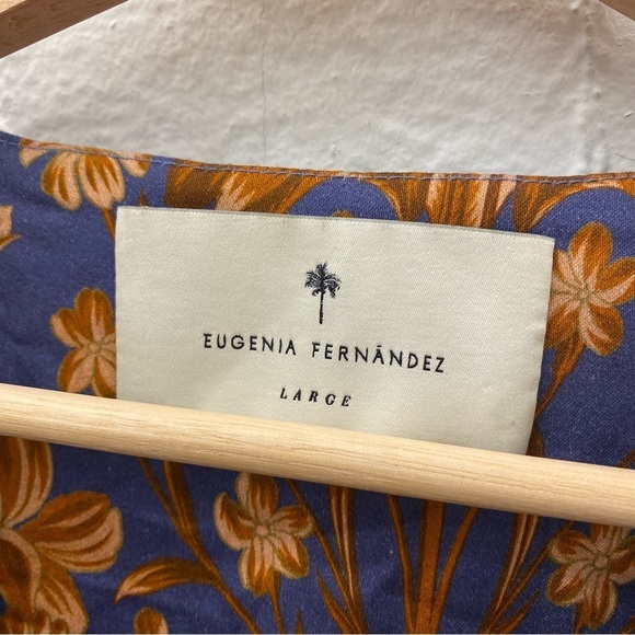 Eugenia Fernandez || Puff Sleeve Tie Front Keyhole Floral Mini Dress Large - Picture 3 of 8